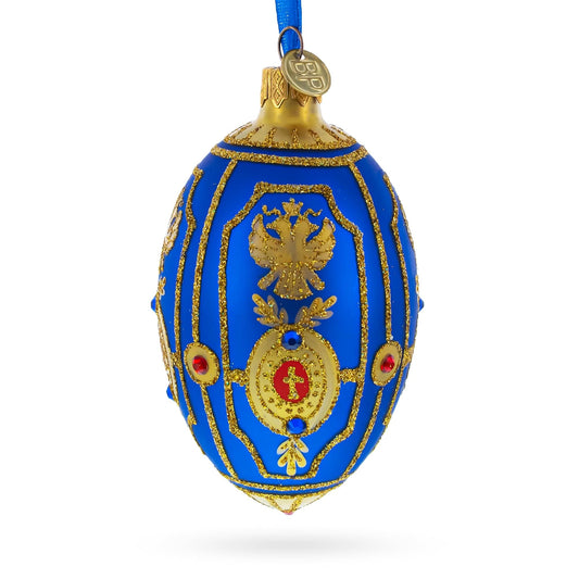 a blue and gold decorated egg
