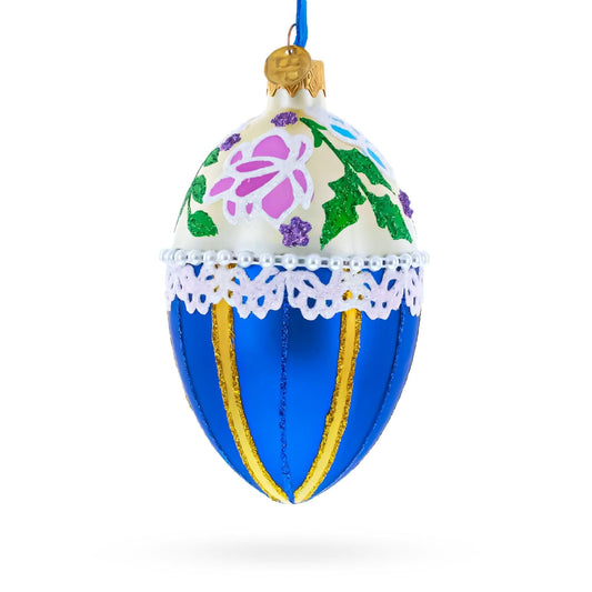 a blue and gold decorated egg