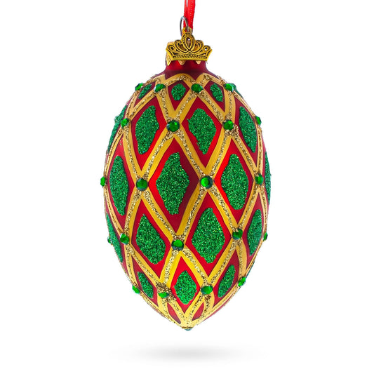 a red and green decorated christmas ornament