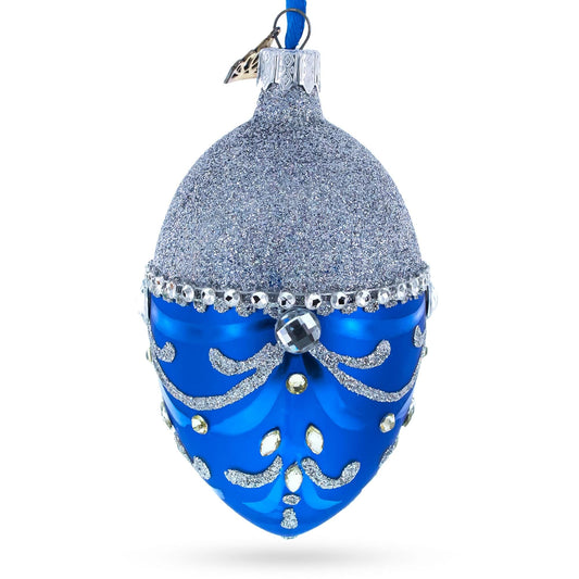 a blue and silver ornament