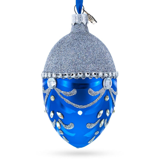 a blue and silver ornament
