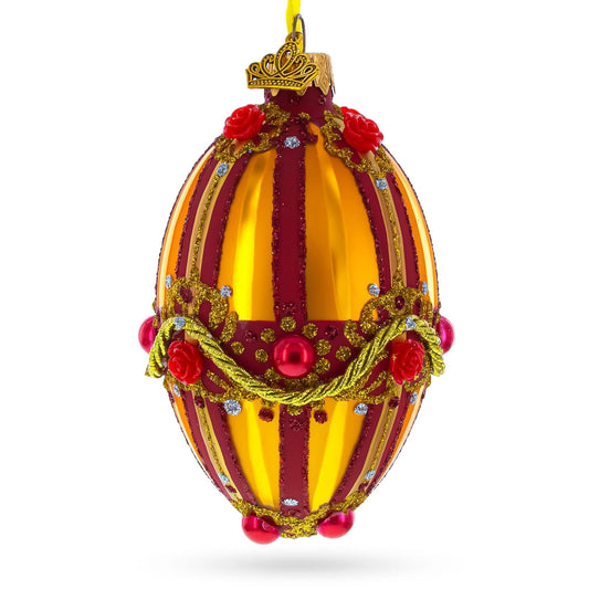 a yellow and red decorated egg