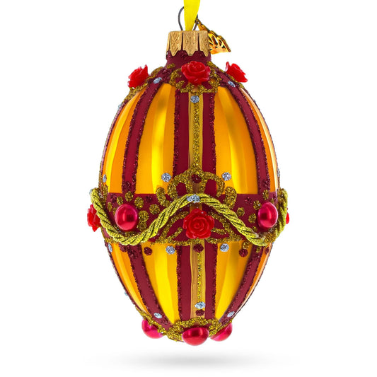 a yellow and red decorated egg