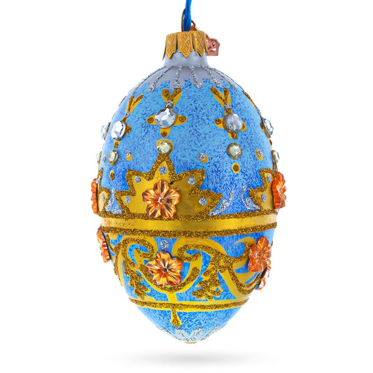 a blue and gold decorated egg