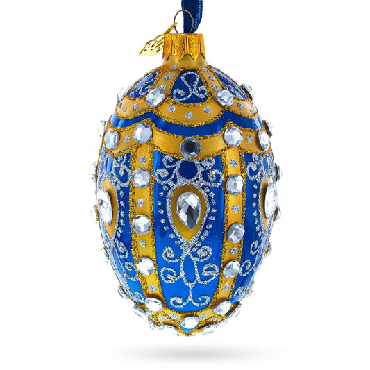 a blue and gold decorated egg