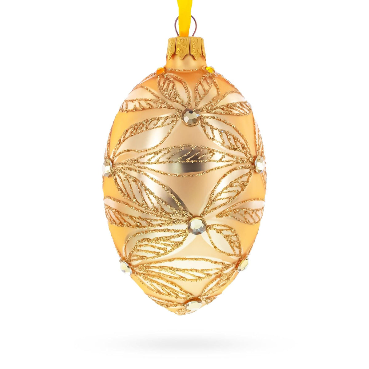 Jeweled Waves on Champagne Glass Egg Ornament 4 Inches