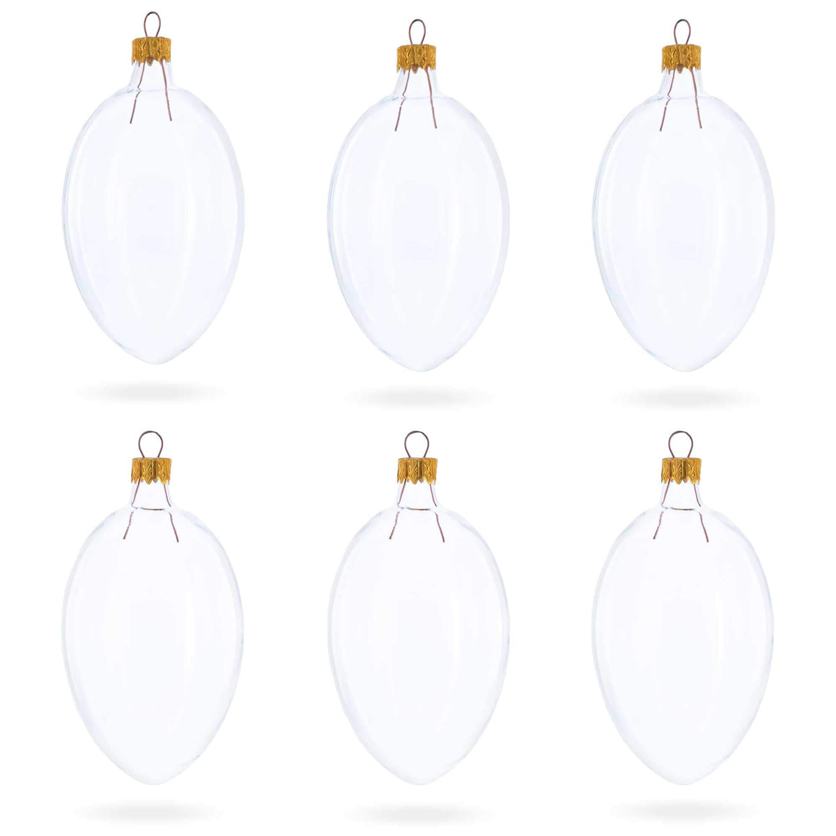 Set of 6 Clear Glass Egg Ornaments DIY Craft 4 Inches
