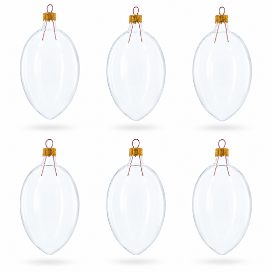 Set of 6 Clear Glass Egg Ornaments DIY Craft 4 Inches