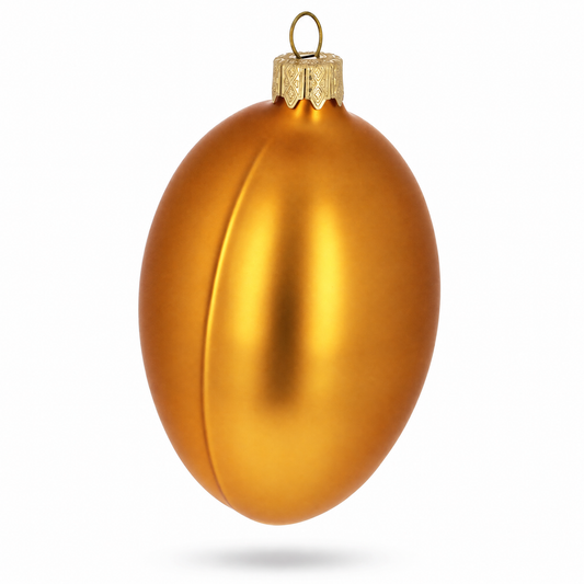 Set of 6 Orange Matte Glass Egg Ornaments 4 Inches