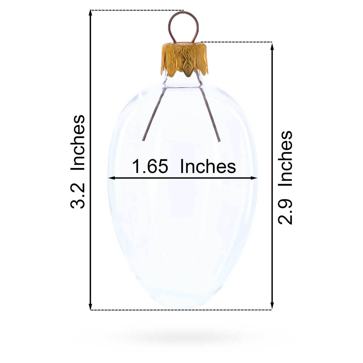 Powder Blue with Gold Glitter and Pearl Accents Mini Glass Egg Ornament 2.9 Inches