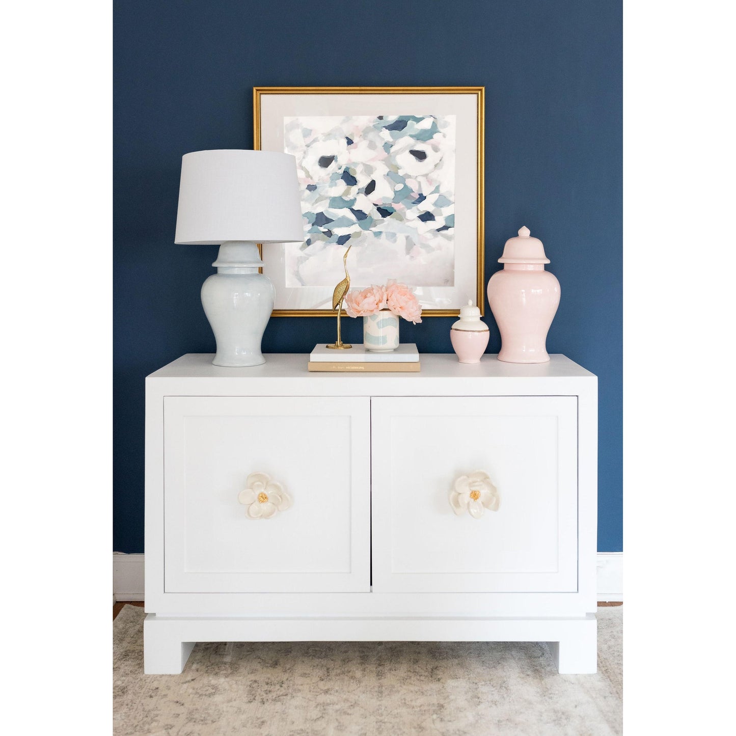 Hydrangea Light Blue Ginger Jar Lamp