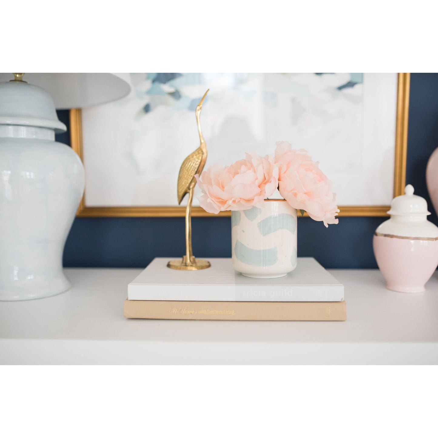 Hydrangea Light Blue Ginger Jar Lamp