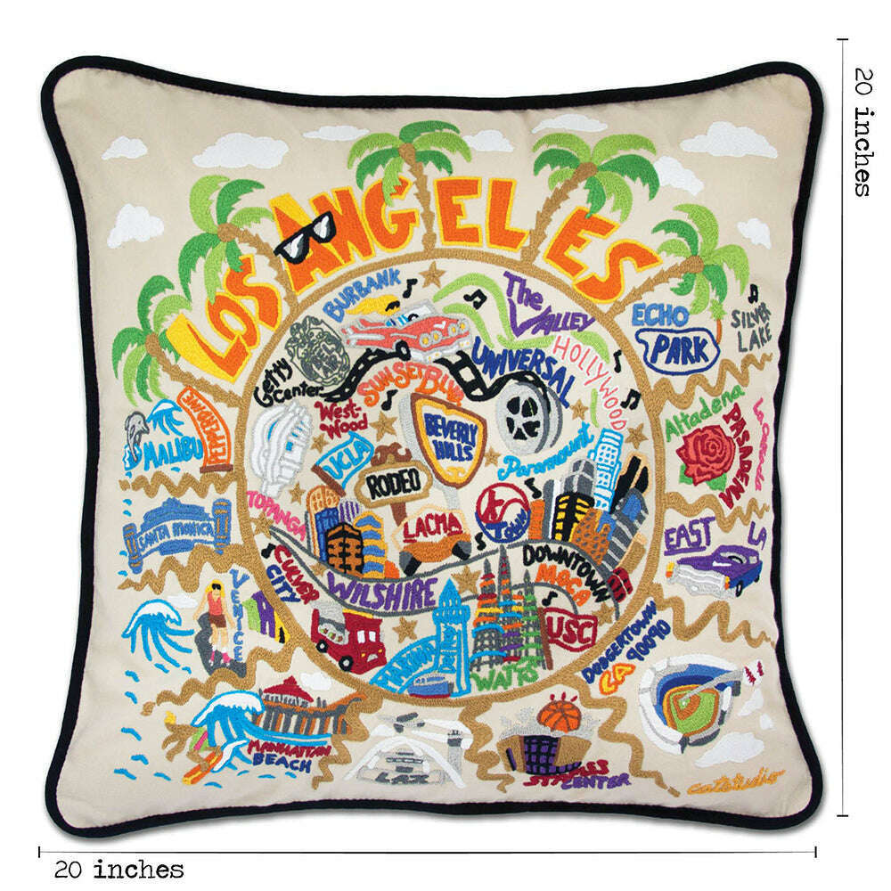 Los Angeles Hand-Embroidered Pillow
