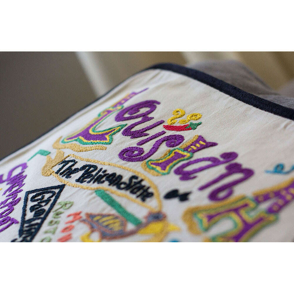 Louisiana Hand-Embroidered Pillow