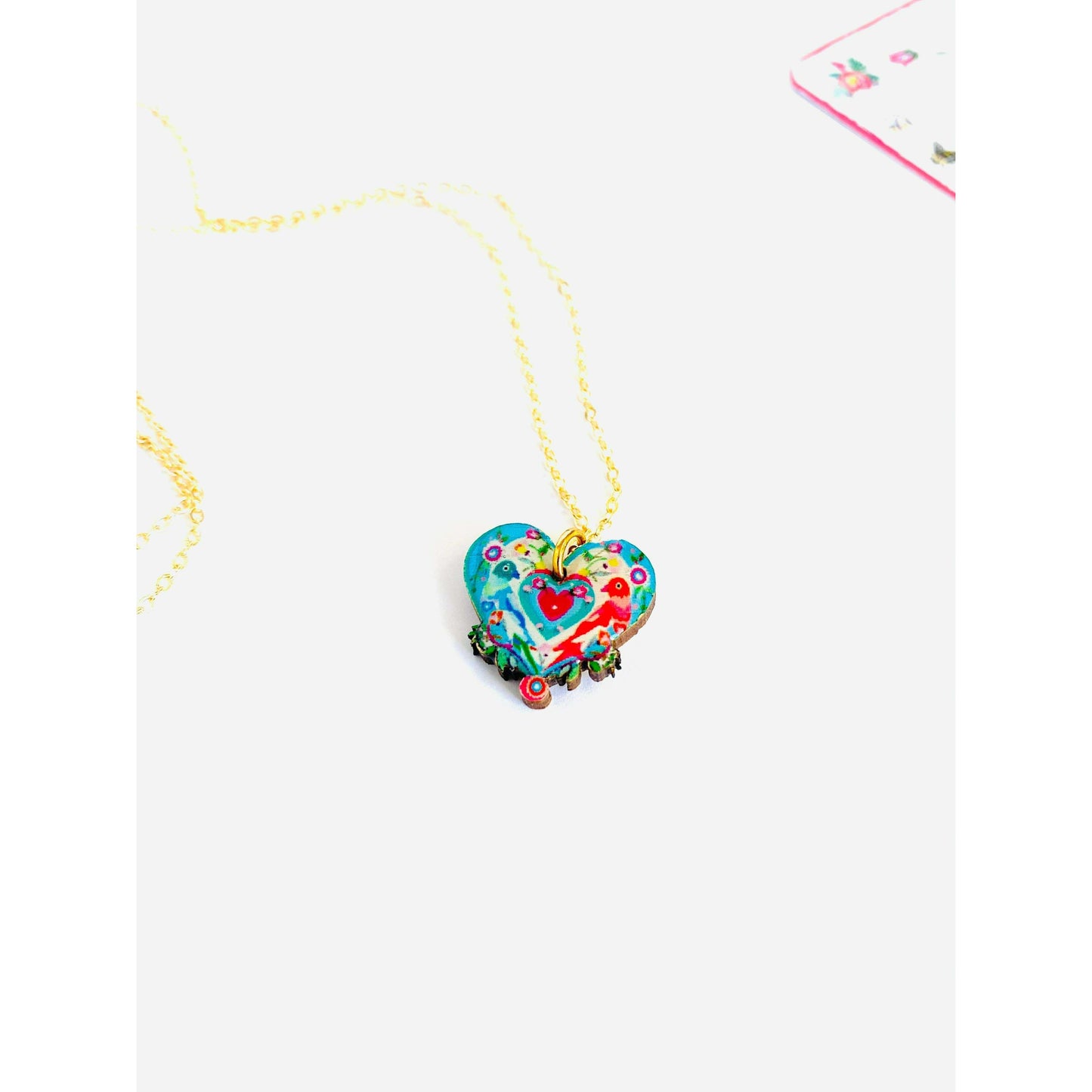 Lovebird Necklace on Gold Chain by Rosie Rose Parker