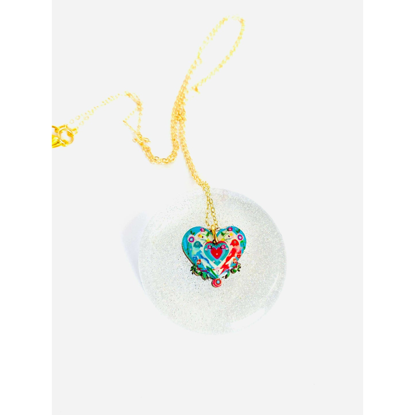 Lovebird Necklace on Gold Chain by Rosie Rose Parker