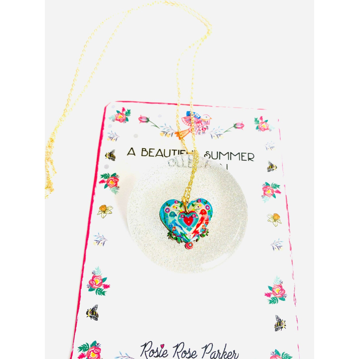 Lovebird Necklace on Gold Chain by Rosie Rose Parker