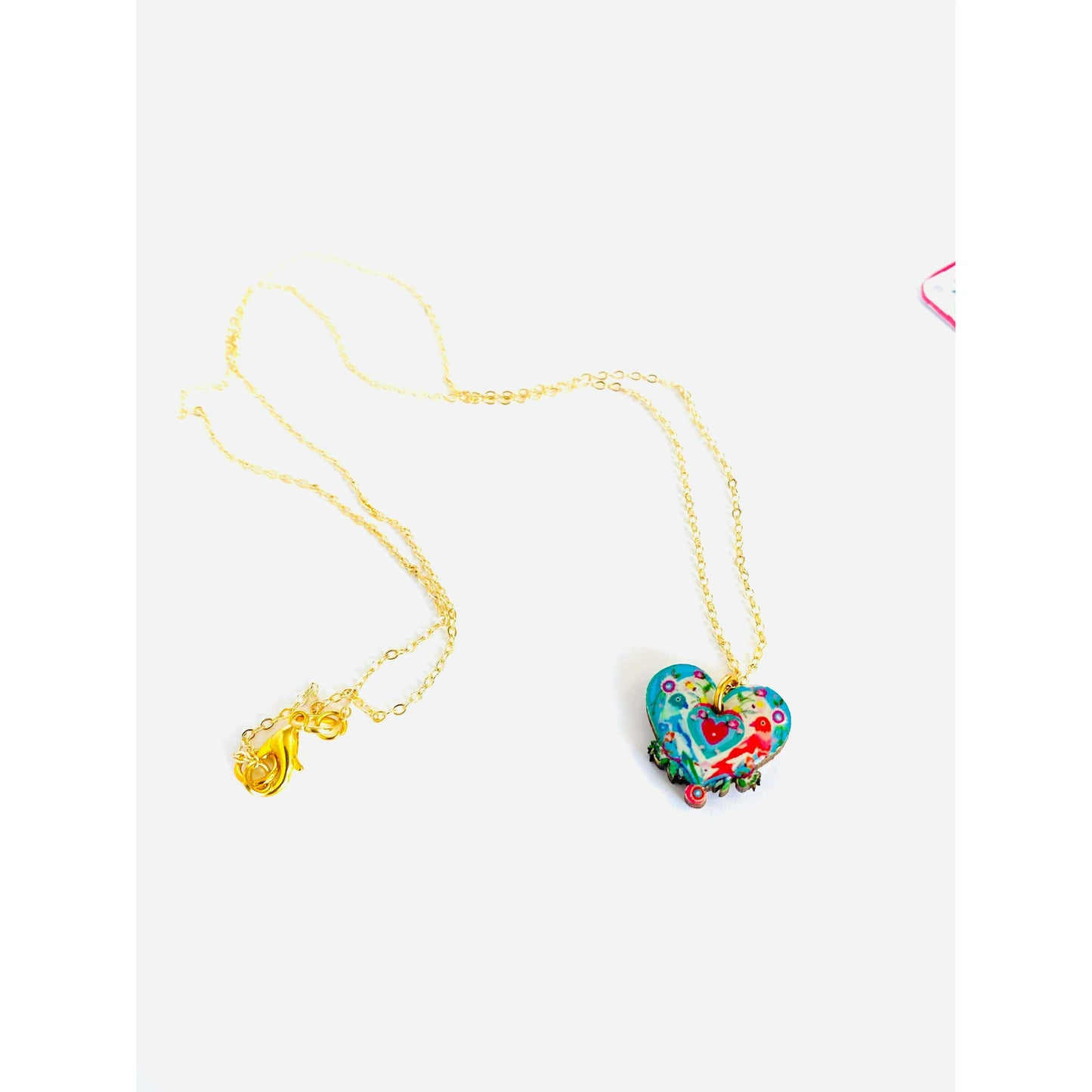 Lovebird Necklace on Gold Chain by Rosie Rose Parker