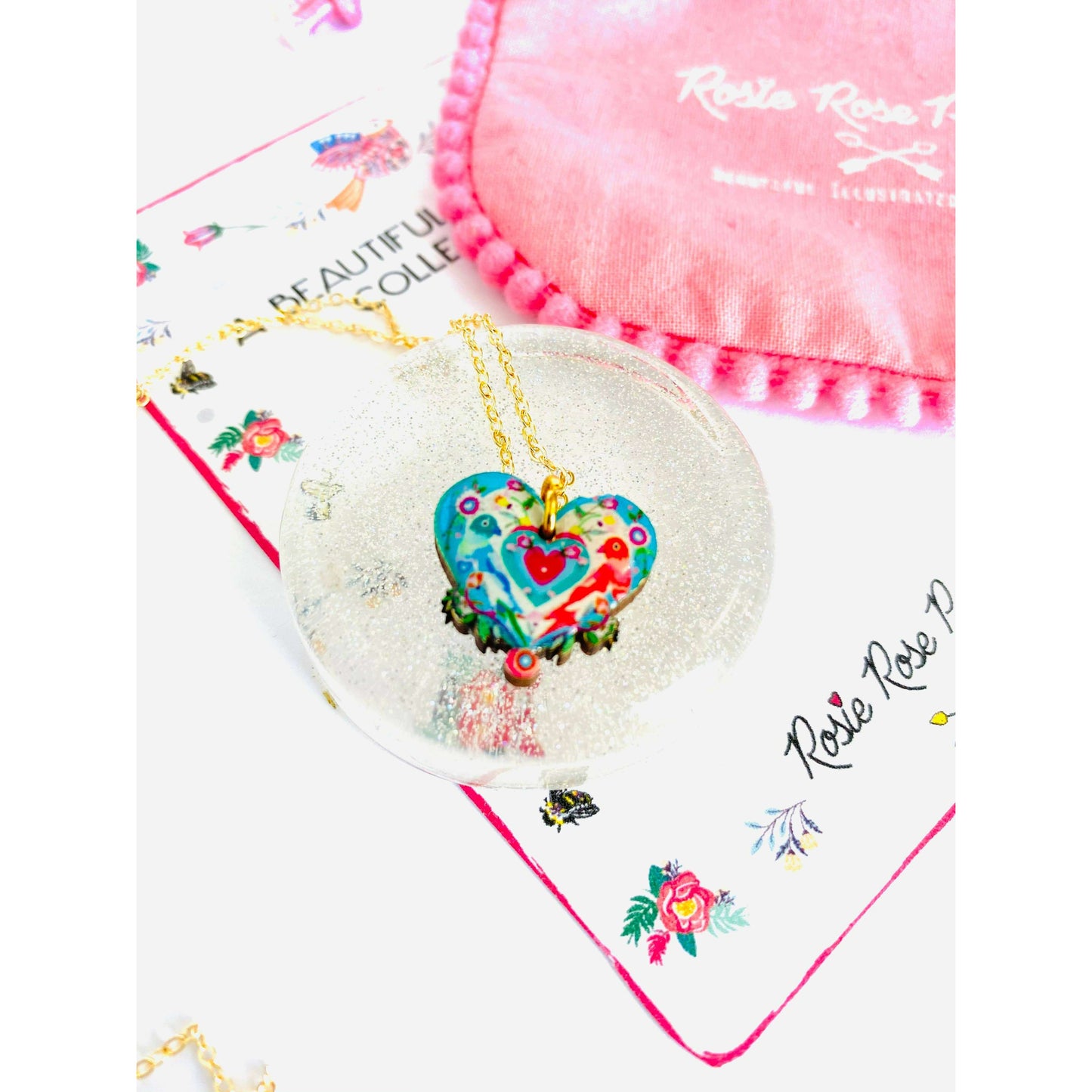 Lovebird Necklace on Gold Chain by Rosie Rose Parker