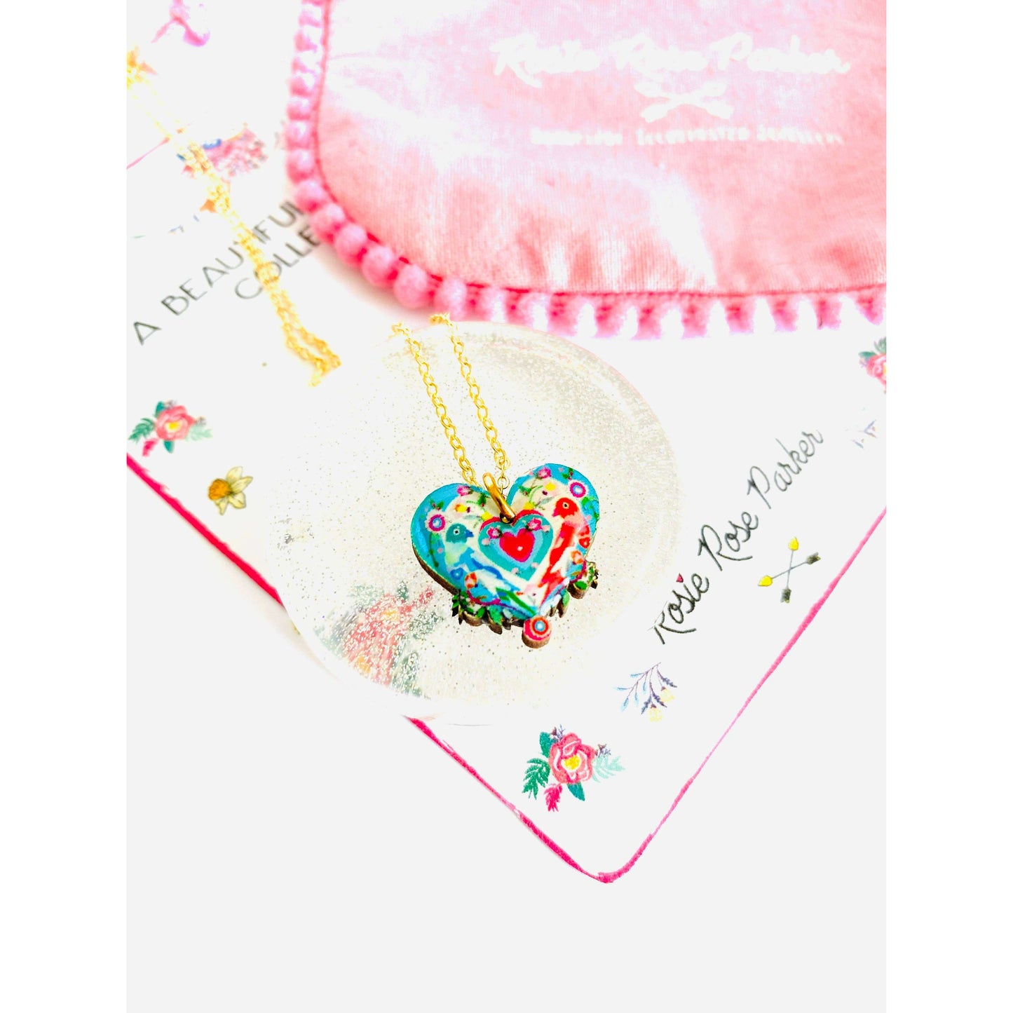 Lovebird Necklace on Gold Chain by Rosie Rose Parker