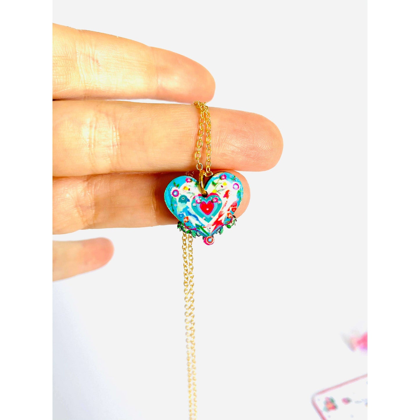 Lovebird Necklace on Gold Chain by Rosie Rose Parker