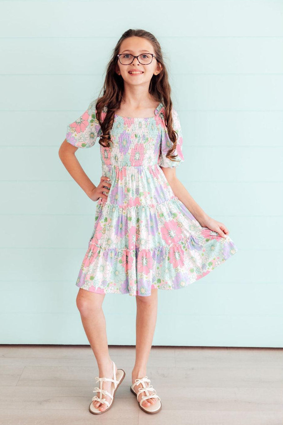 a girl in a dress