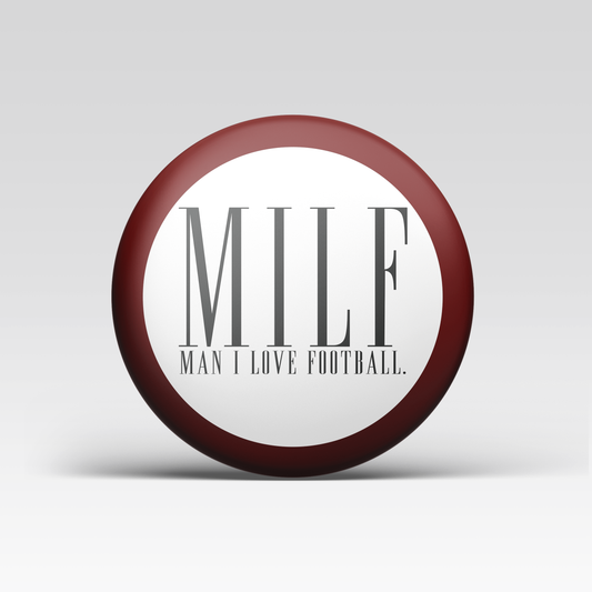 a red and white circle with text on it