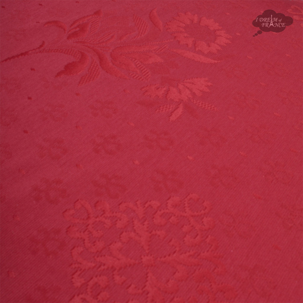 62" Square Poppies Yellow & Red Matelassé Tablecloth by Tissus Toselli