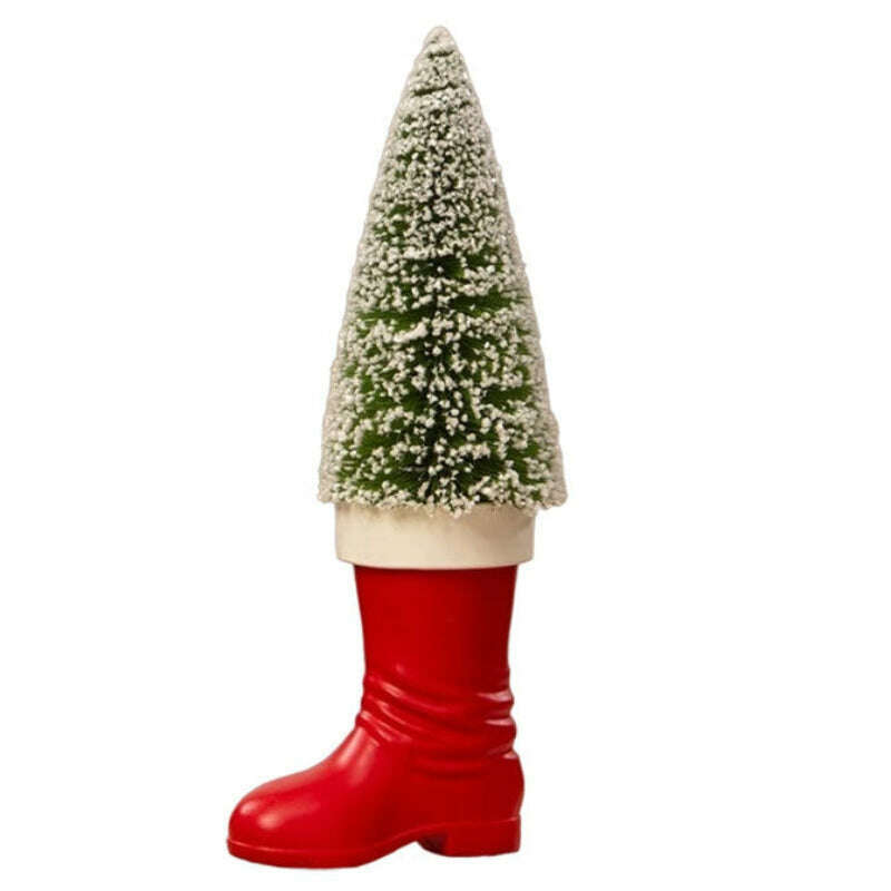 Medium Santa Boot with Bottle Brush Tree