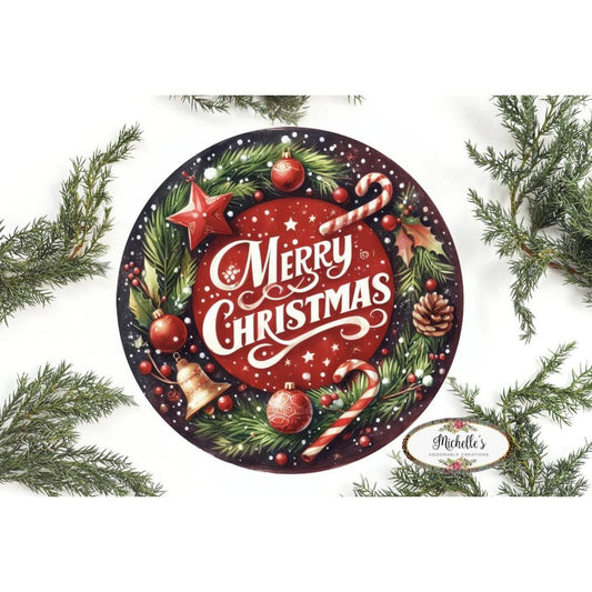 Merry Christmas Candy Cane Sign - Wreath Enhancement