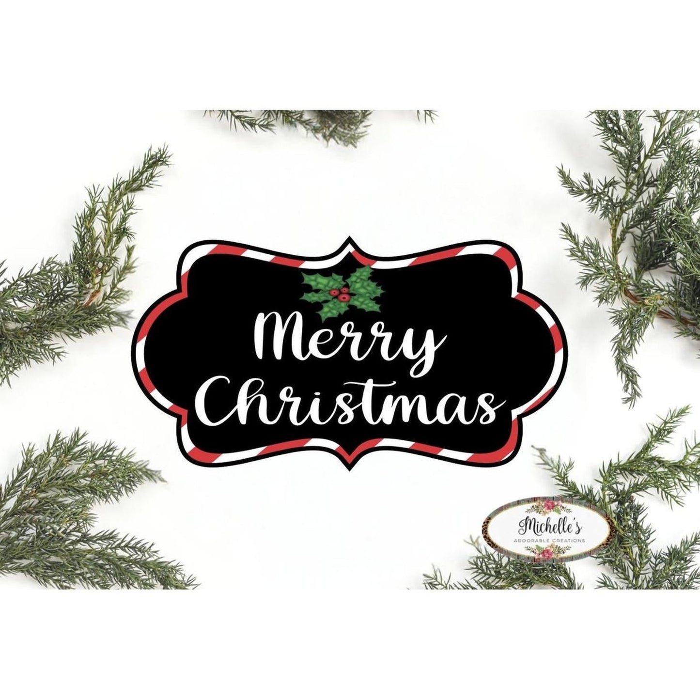 Merry Christmas Scalloped Frame Sign SF1 - Wreath Enhancement