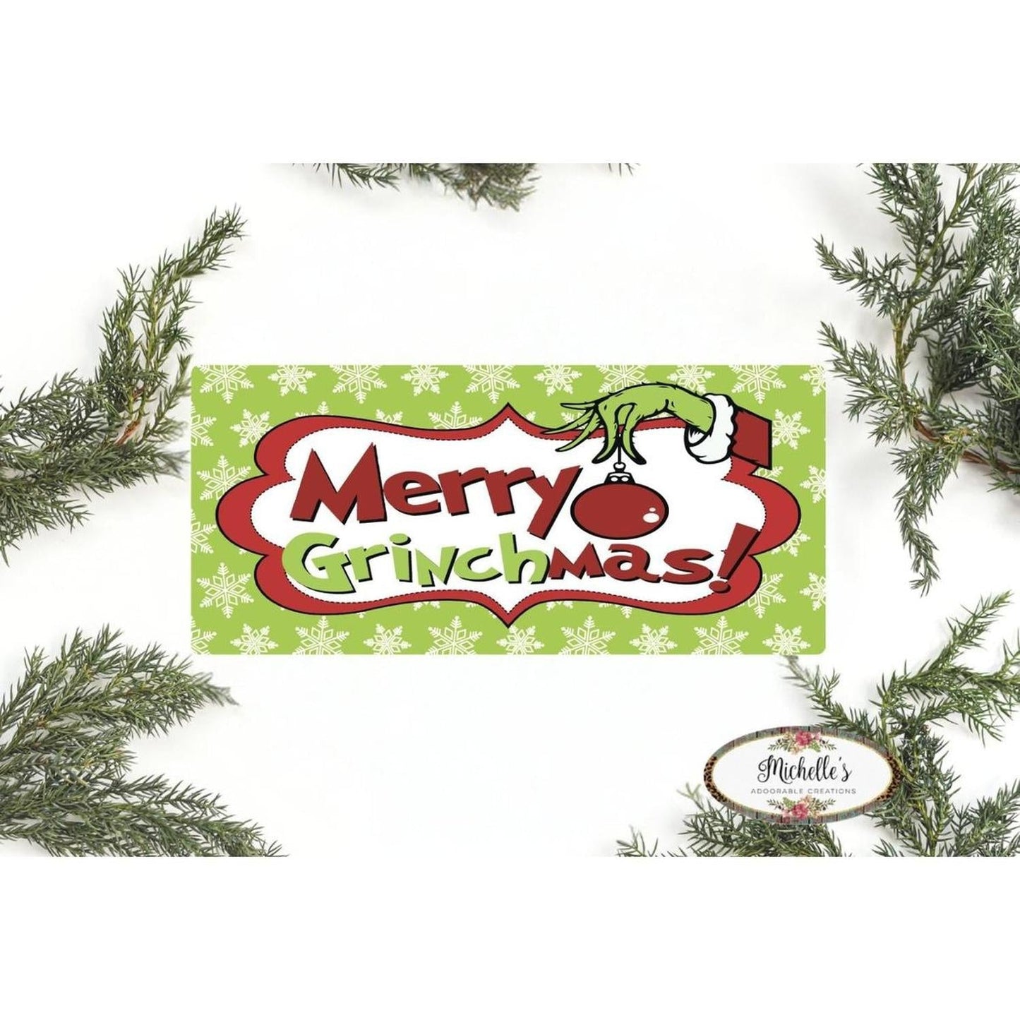 Merry Grinchmas Snowflake Sign