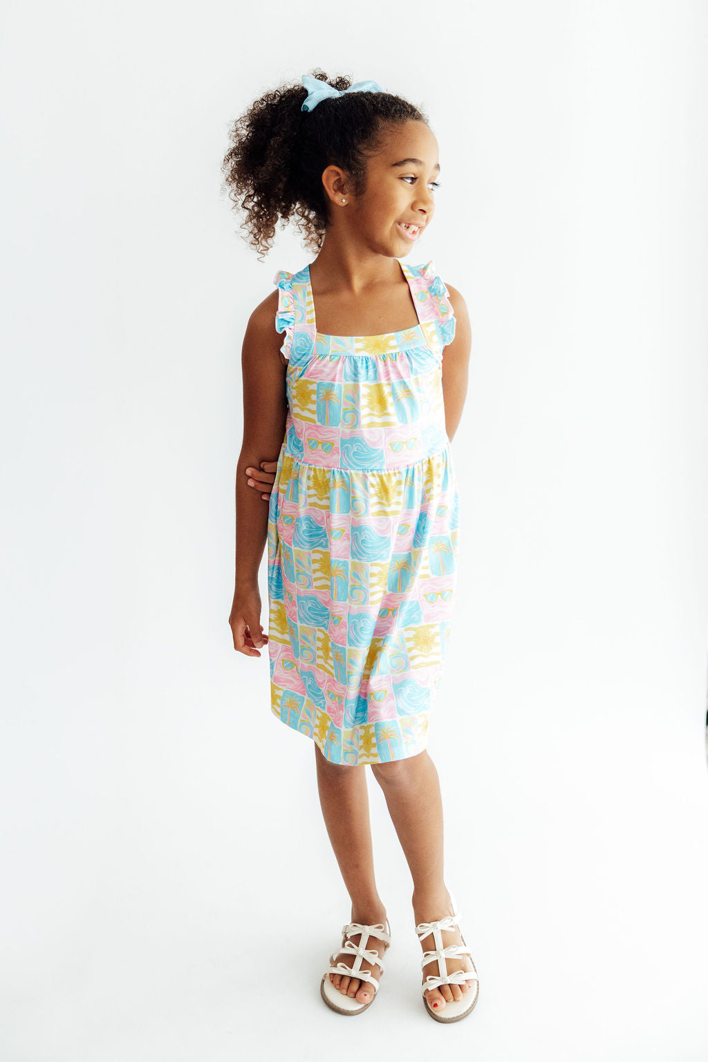 a girl in a dress