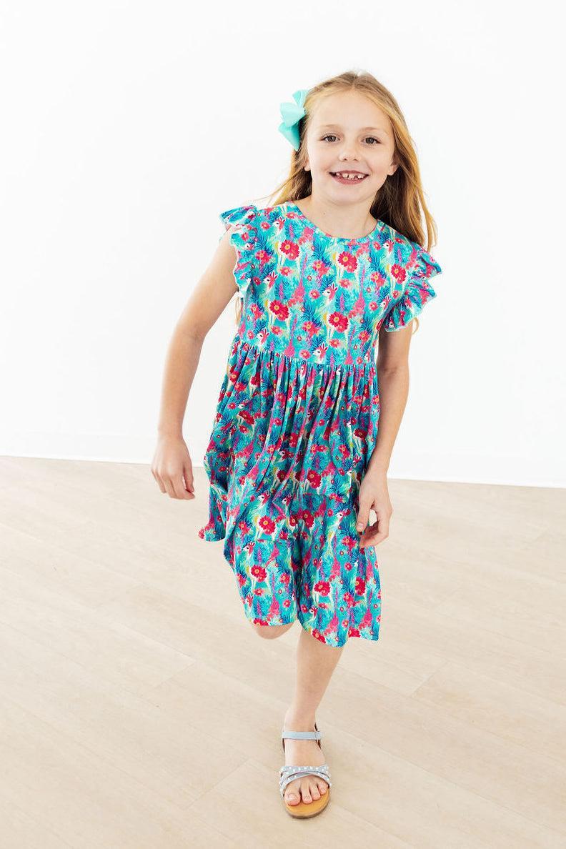 a girl in a dress