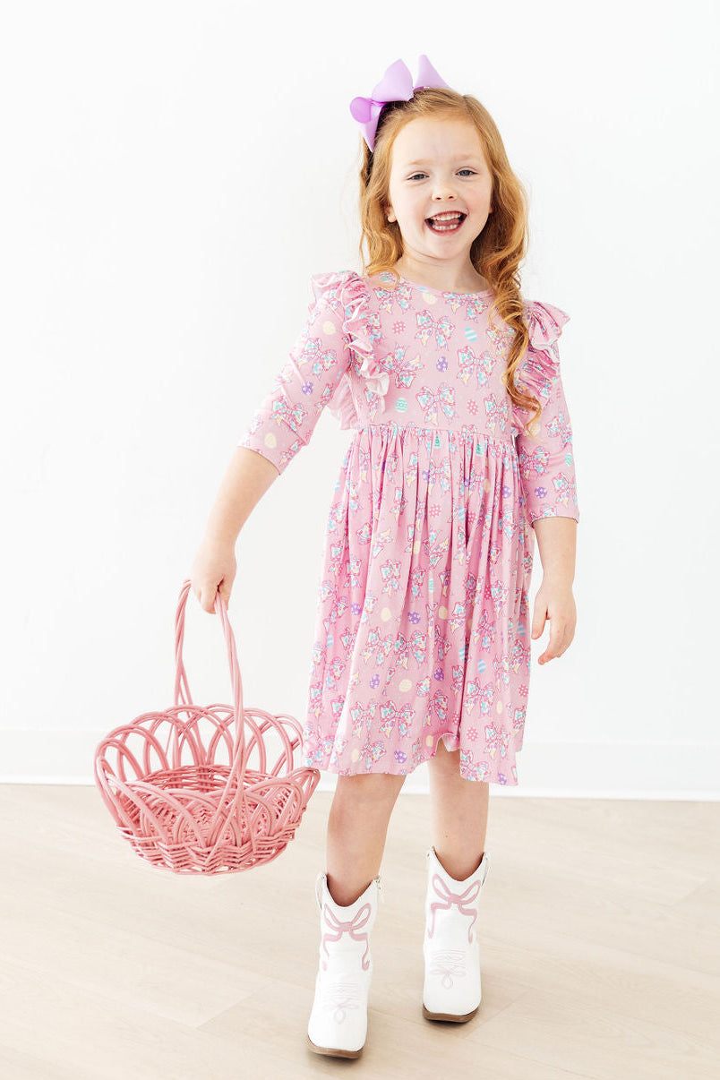 a girl holding a basket