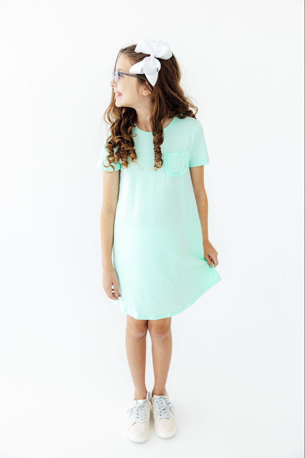 a girl in a dress