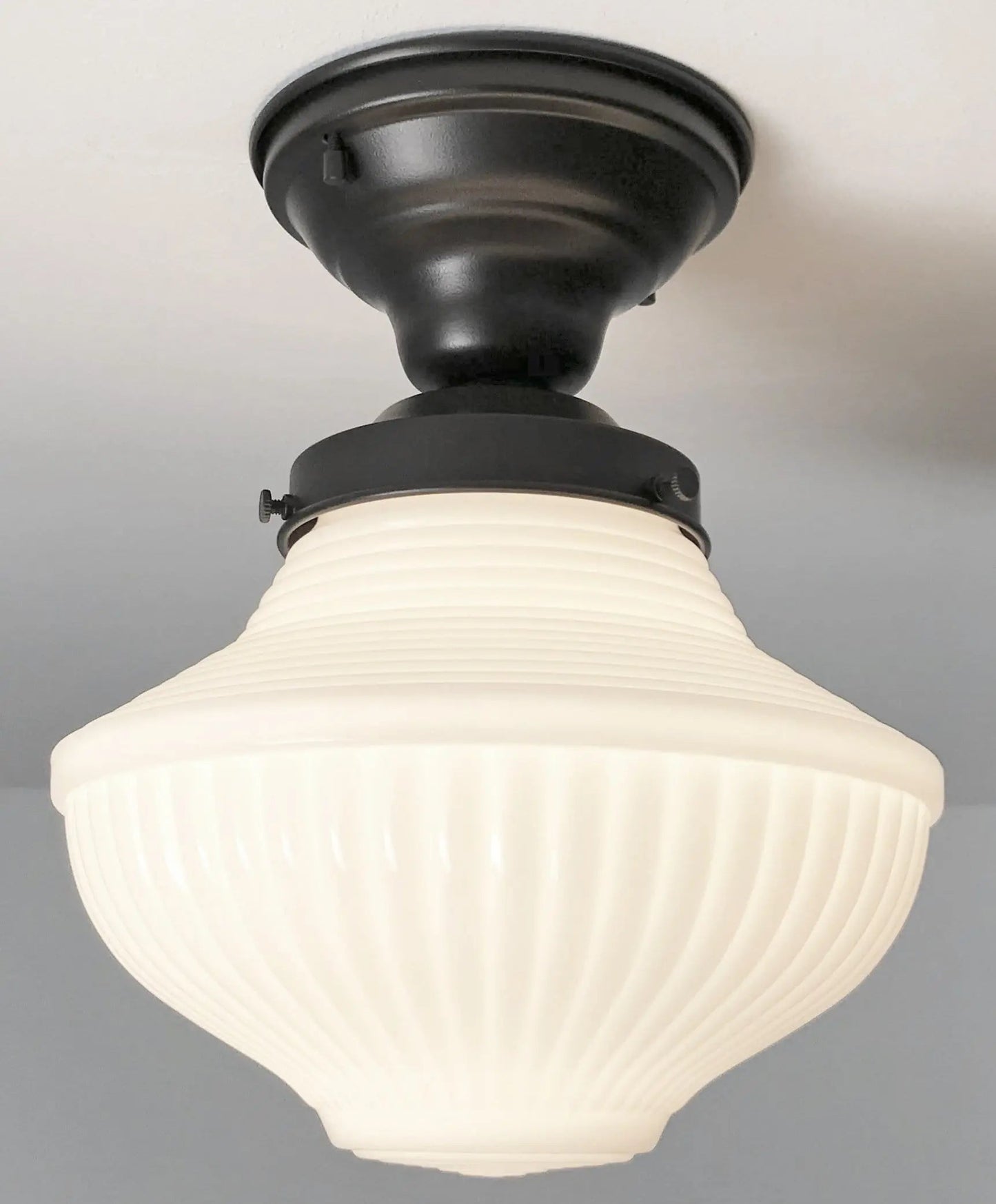 Traditional Milk Glass Semi-Flush Ceiling Light | 8.25"