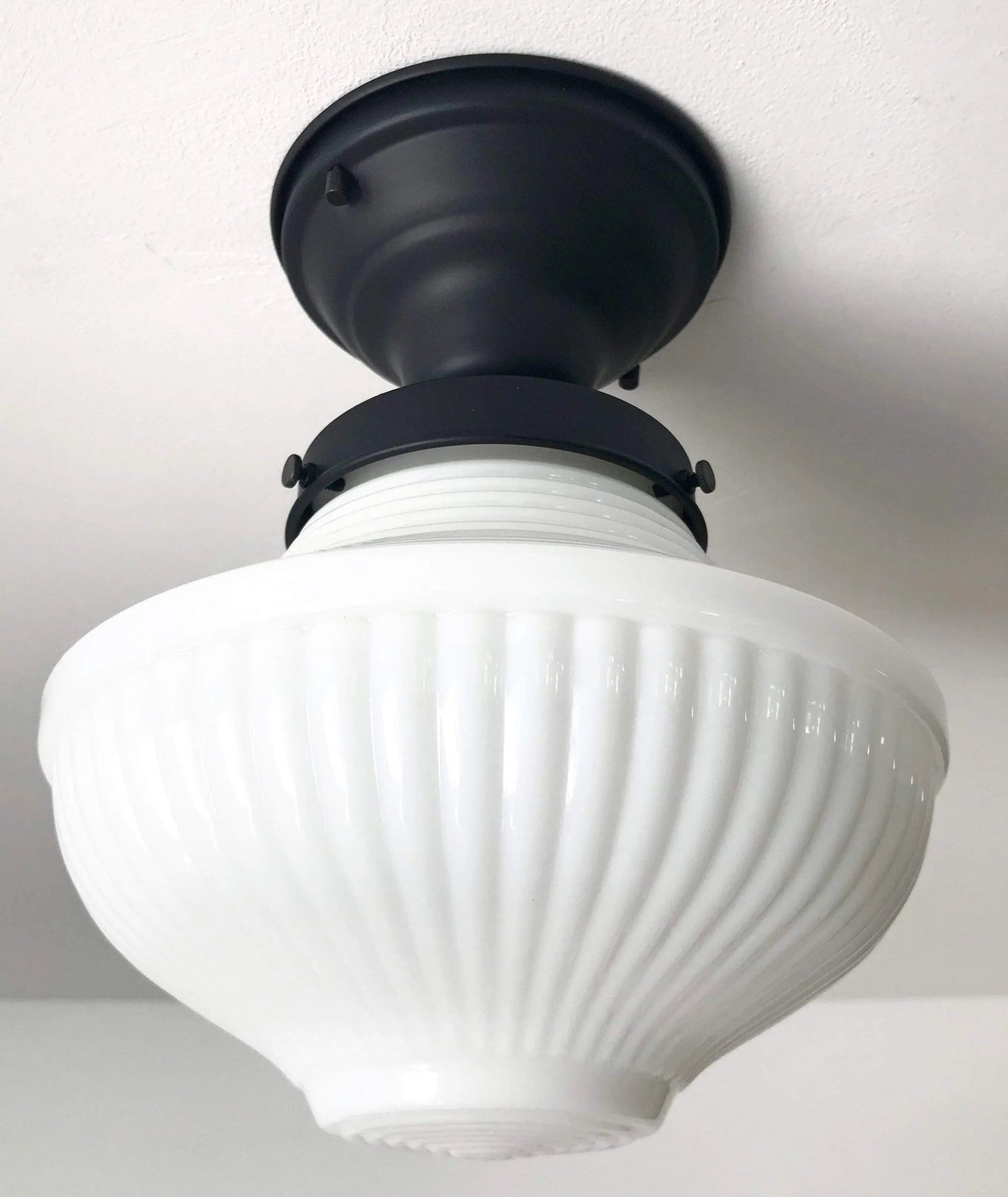 Traditional Milk Glass Semi-Flush Ceiling Light | 8.25"