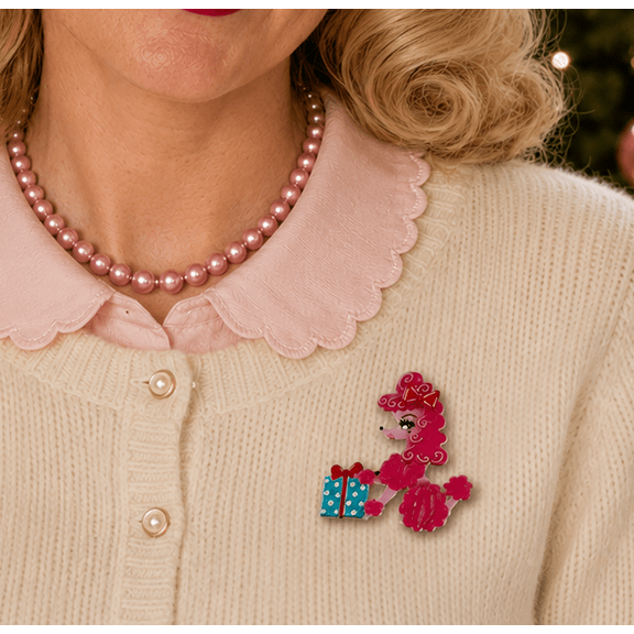 Mimi Loves Christmas Brooch by Miss Fluff x Lipstick & Chrome