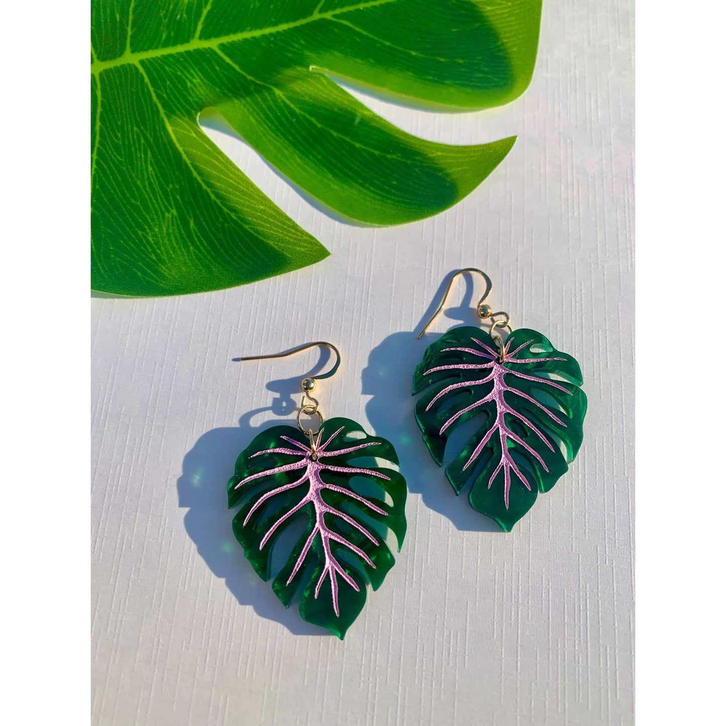 Mini Monstera Leaf Acrylic Earrings
