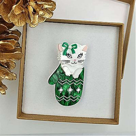 Mitten Kitten Brooch by Cherryloco