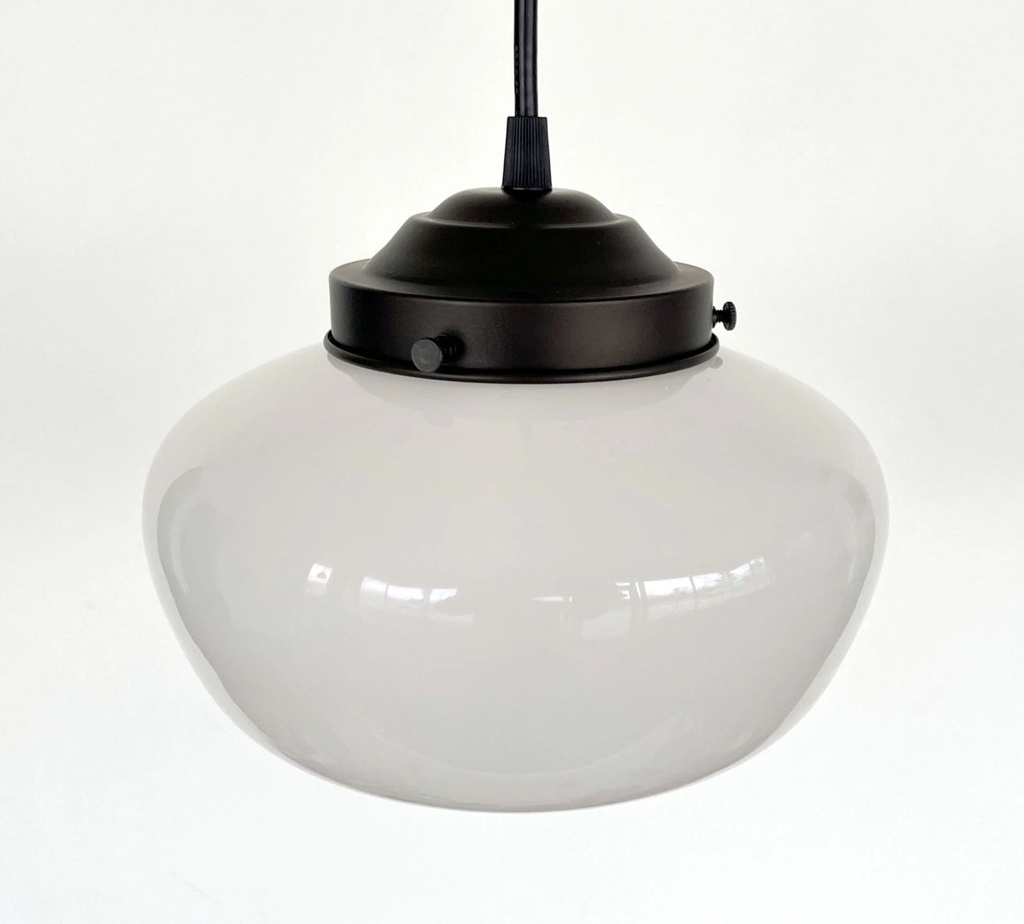 Modern Milk Glass Schoolhouse Pendant Light | 8"