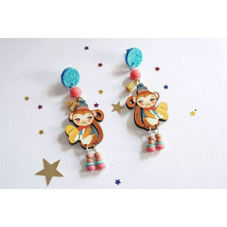 Monkeys with Cymbals Earrings  by Laliblue