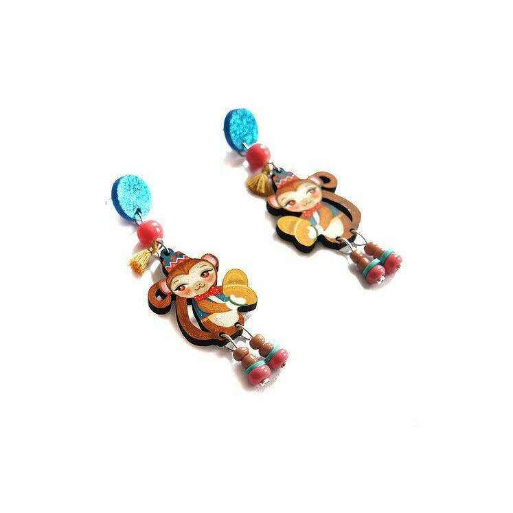 Monkeys with Cymbals Earrings  by Laliblue
