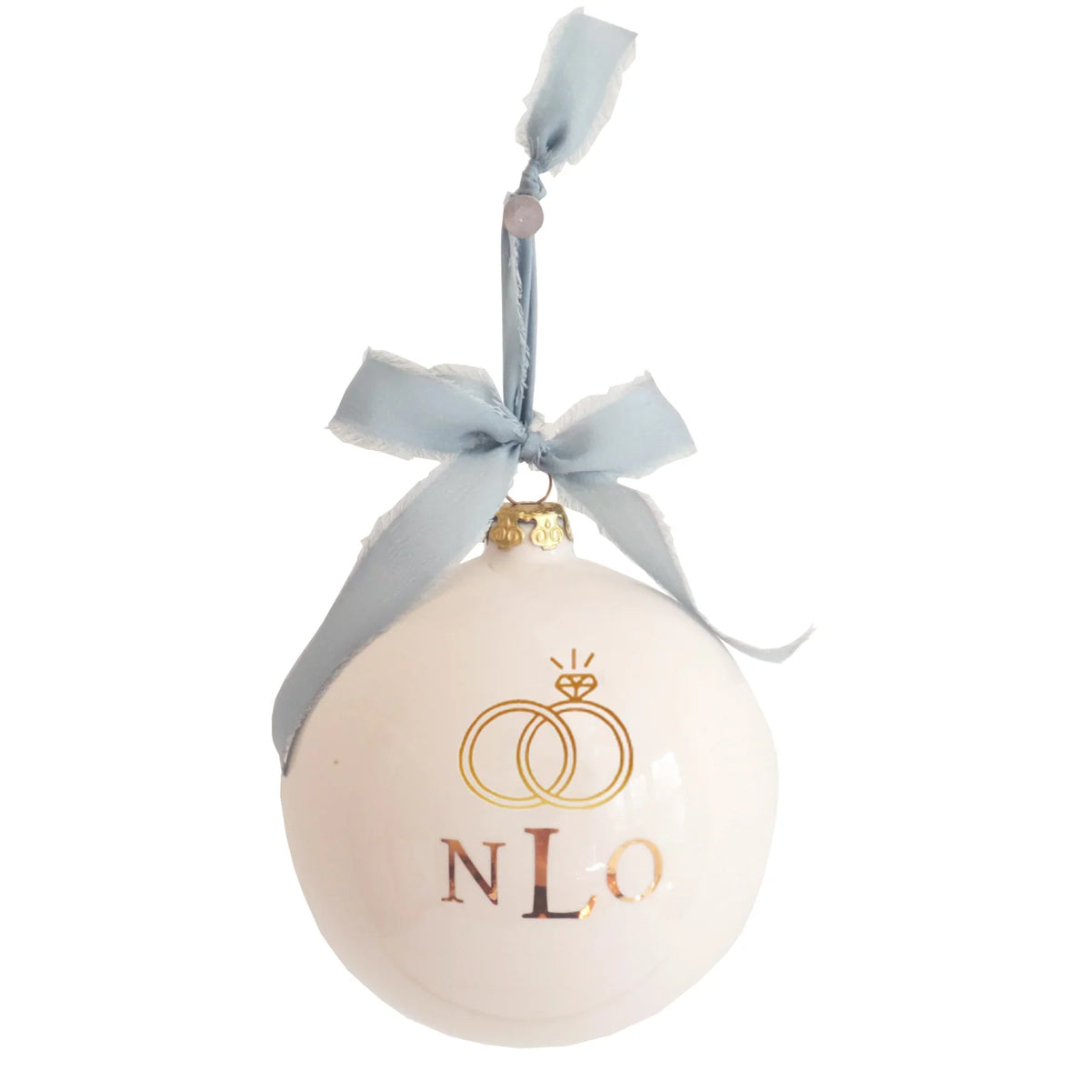 Monogrammed Keepsake Ornament- Wedding with Diamond Ring