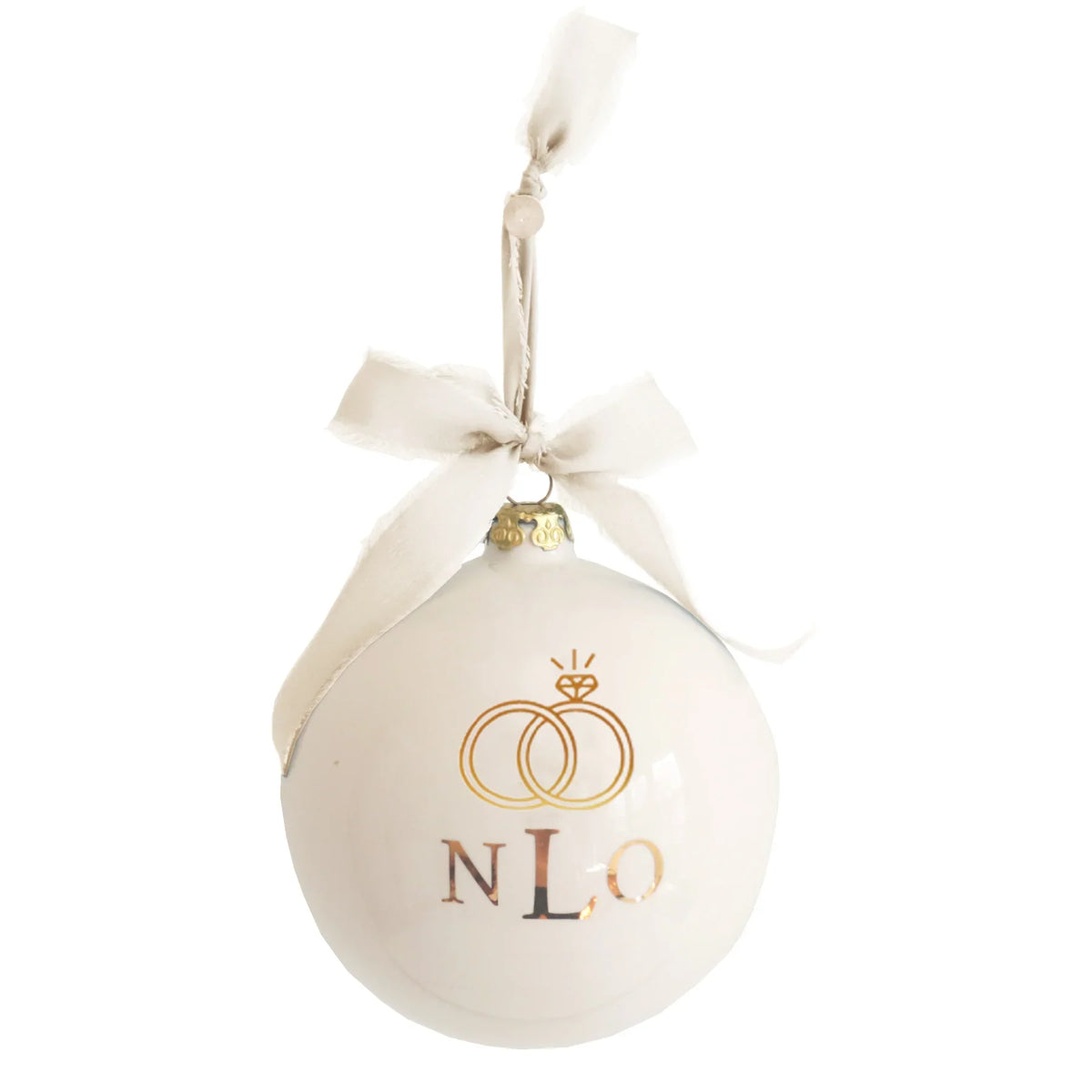 Monogrammed Keepsake Ornament- Wedding with Diamond Ring