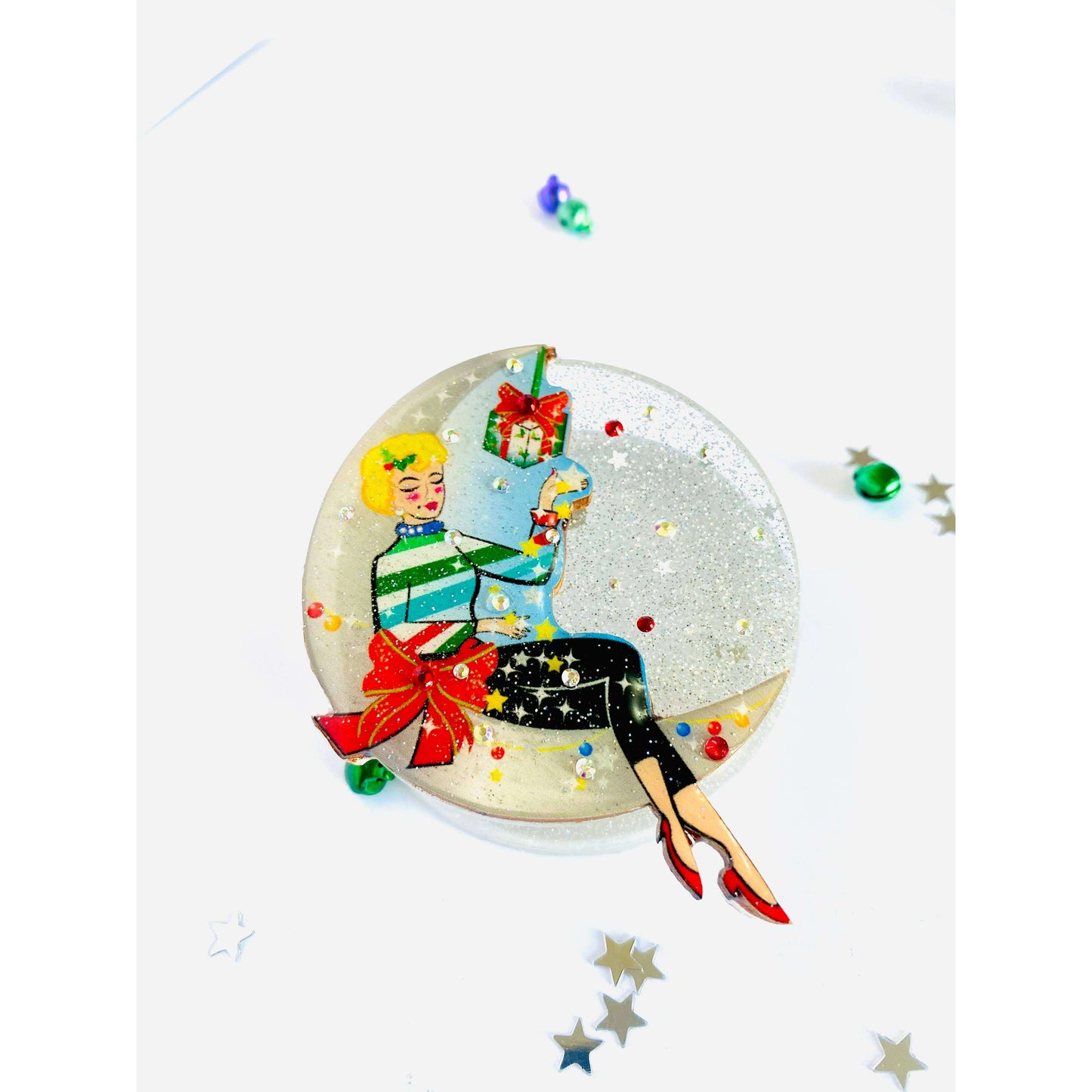 Moon Girl Christmas Brooch by Rosie Rose Parker