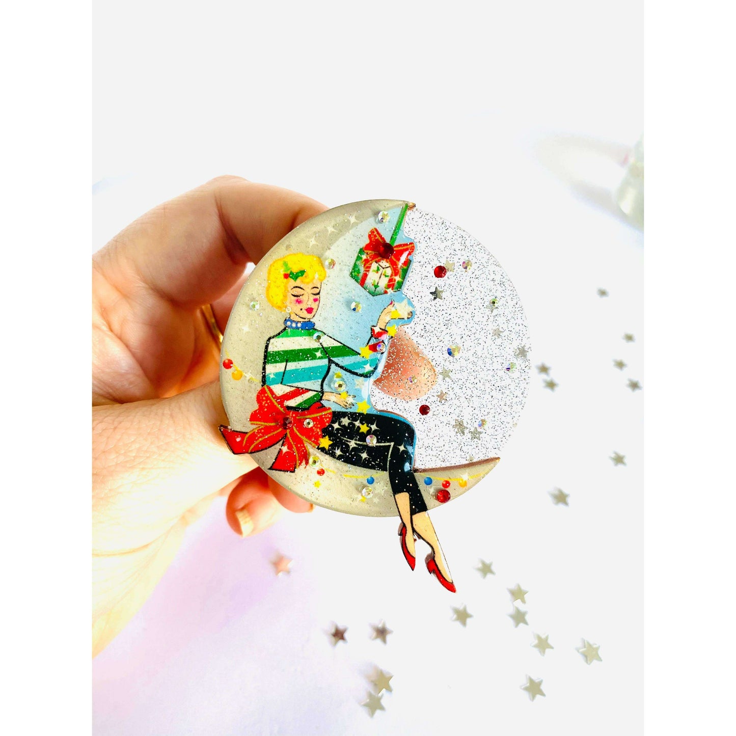 Moon Girl Christmas Brooch by Rosie Rose Parker