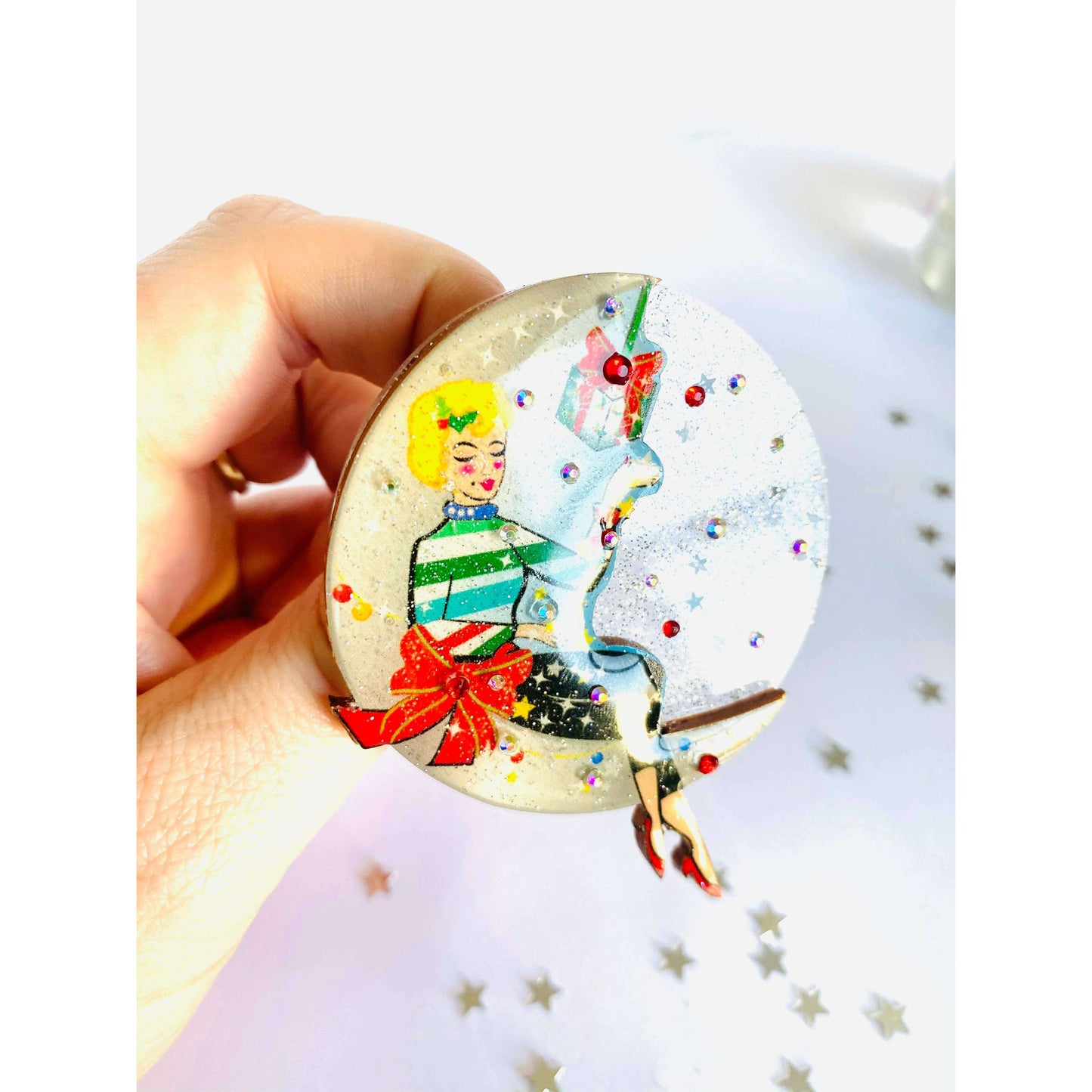 Moon Girl Christmas Brooch by Rosie Rose Parker