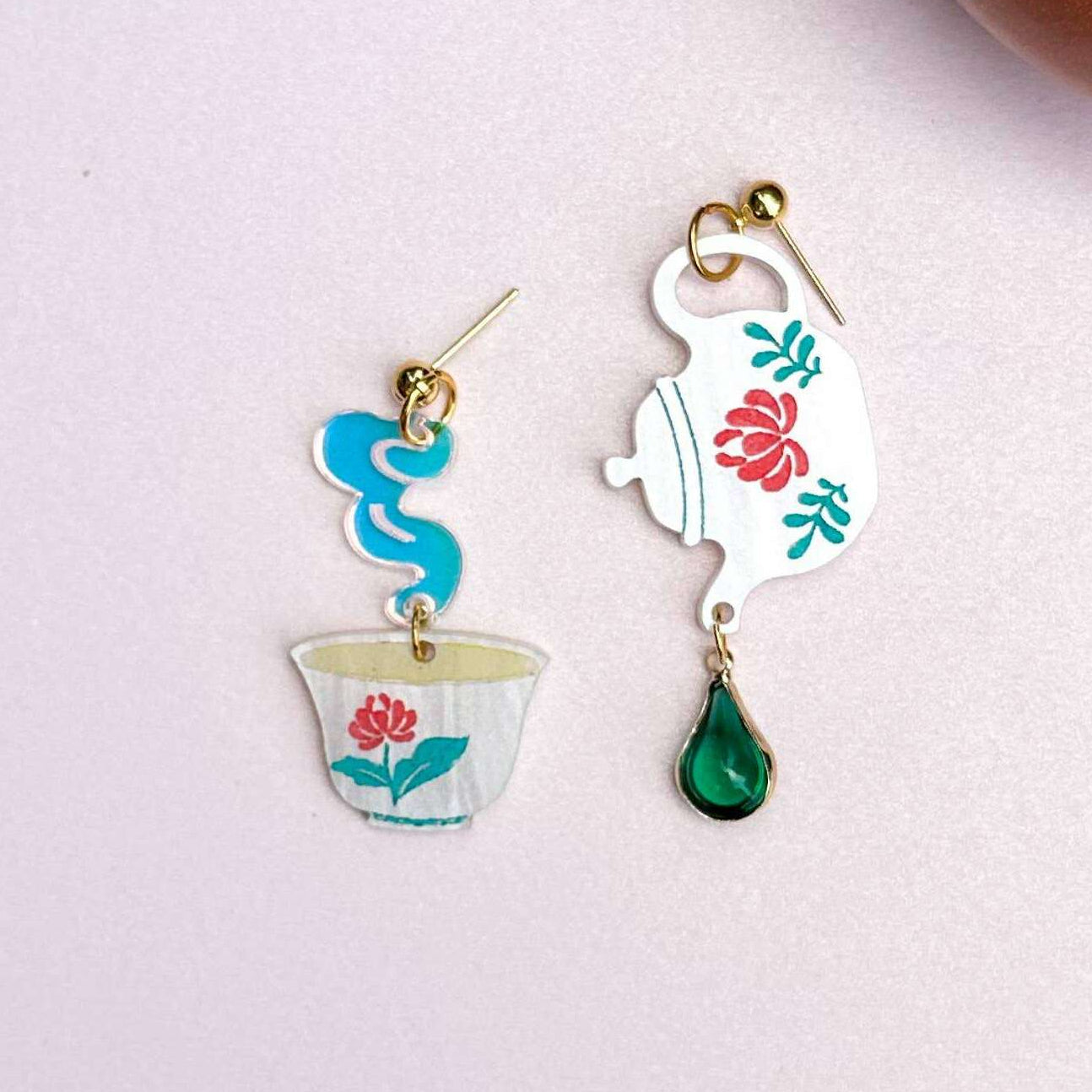 Morning Tea Mismatch Acrylic Dangle Earrings